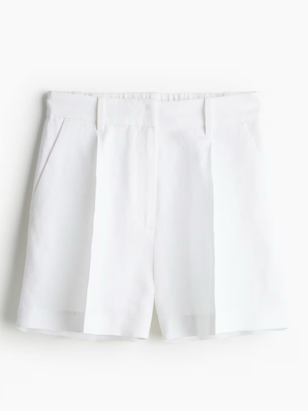 H&M Women's White High-Rise Pleat Front Shorts